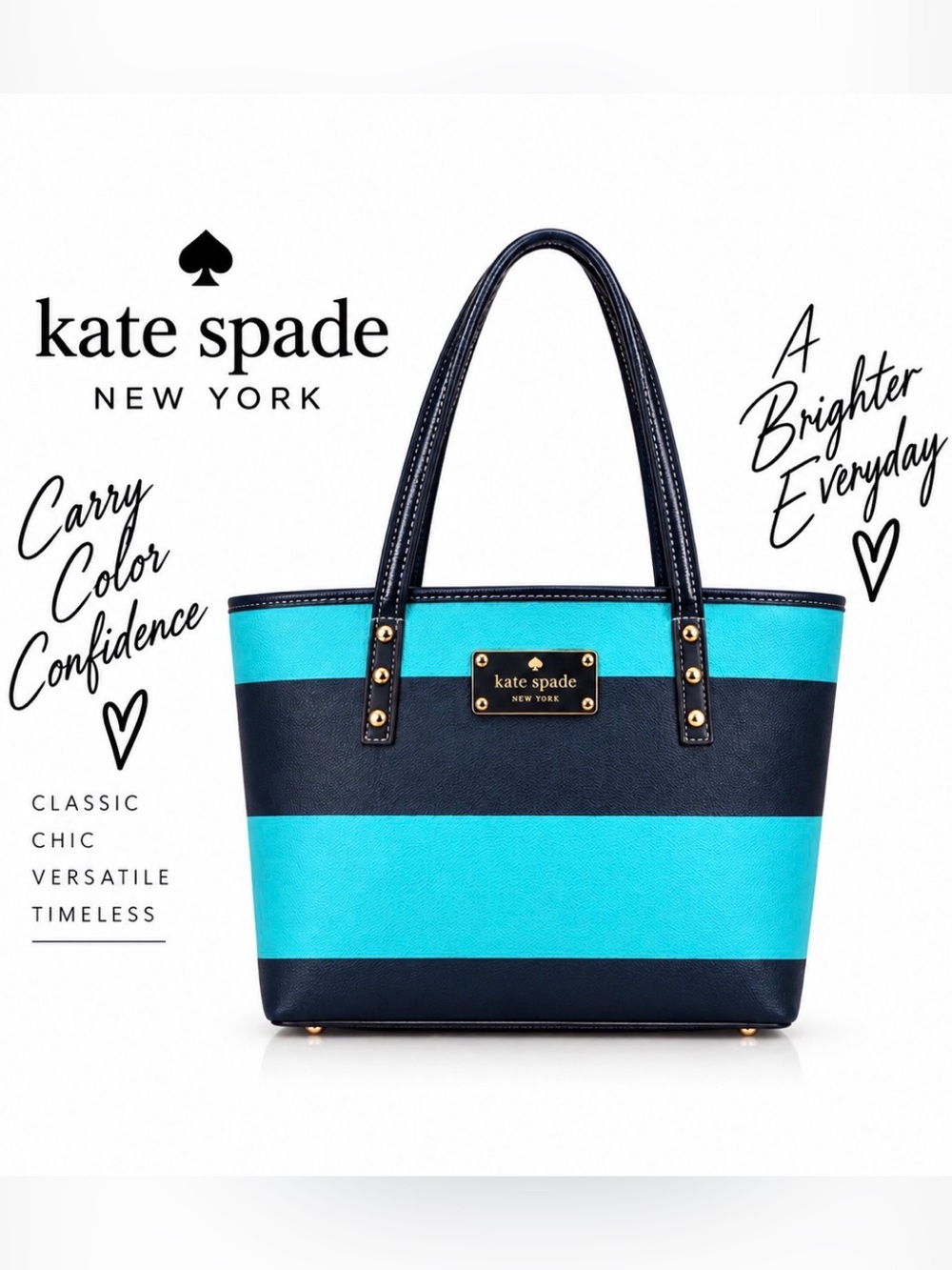 kate spade Navy and Turquoise Striped Tote